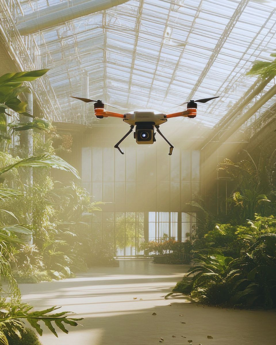 A drone flying while doing a indoor mapping